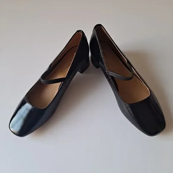 NWOB Madewell Greta Leather Square Toe Mary Jane Pumps True Black Womens Size 8 - Picture 8 of 15